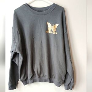 Grayson Threads Gray Sweatshirt Manifest Gold Butterfly Women's Size Large Comfy